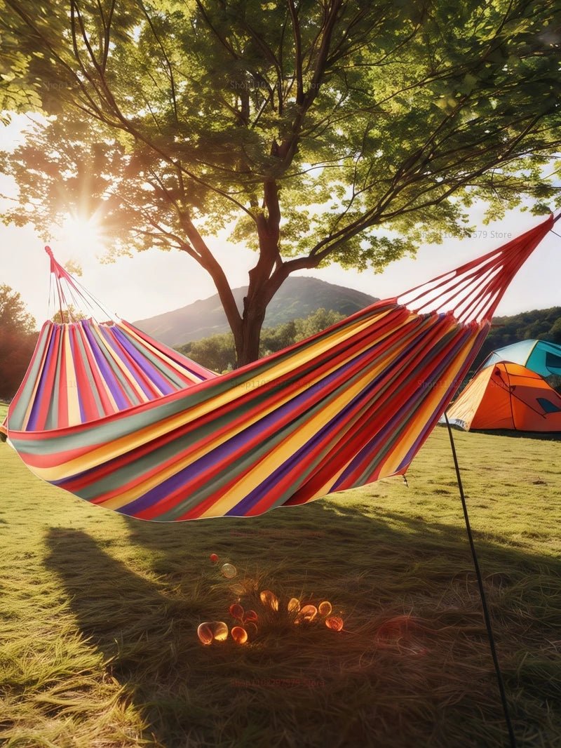 Outdoor camping hammock double thick swing lounge travel portable lightweight - silverfoxgoods